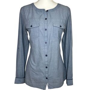 Toad & Co Izzie Long Sleeve Blue Chambray Organic Cotton Button Down Shirt Small